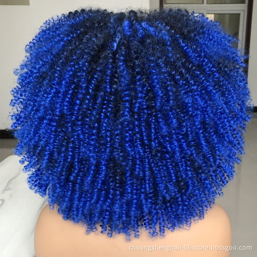 Wholesale 36 colors wig availble accept customize ombre starry blue short hair synthetic wig for black women curly wigs
